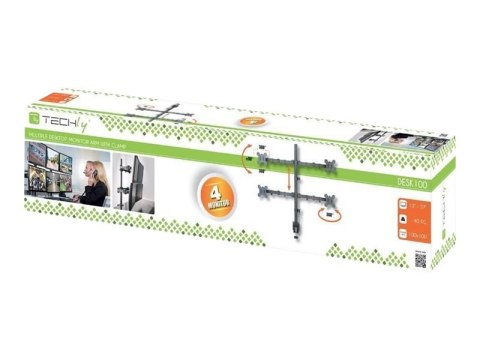 TECHly - Zestaw do montażu - dla 4 wyświetlacze LCD - czarny - rozmiar ekranu: 13"-27" - montaż na biurku