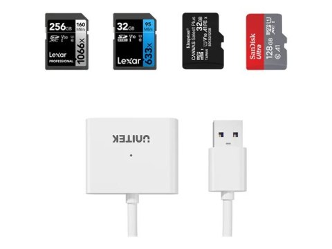 Unitek Y-9321 - Czytnik kart (microSD, microSDHC, microSDXC, SD, SDHC, Karta Pamięci SDXC) - USB 3.0