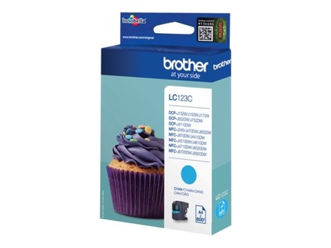 Brother LC123C - Wysoka Wydajność - cyjan - oryginał - pojemnik na tusz - dla Brother DCP-J132W, DCP-J172W, DCP-J4110DW, DCP-J55