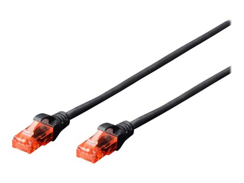 DIGITUS Professional - Kabel krosowy - RJ-45 (M) do RJ-45 (M) - 1 m - UTP - CAT 6 - ładowany, bez wystających elementów - czarny