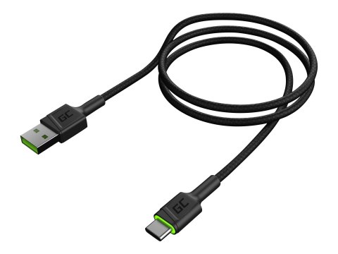 Green Cell GC Ray - Kabel USB - USB-C (M) zielone podświetlenie LED do USB (M) - 1.2 m - czarny
