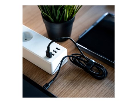 Green Cell GC Ray - Kabel USB - USB-C (M) zielone podświetlenie LED do USB (M) - 1.2 m - czarny