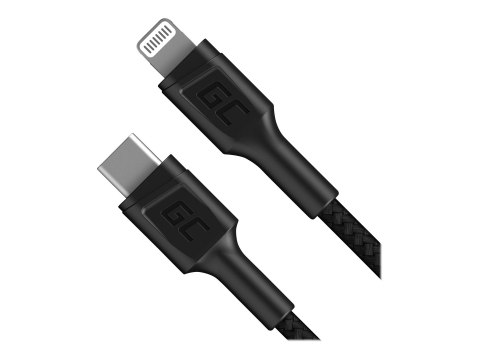 Green Cell Stream - Kabel Lightning - USB-C męski do Lightning męski - 1 m - podwójne ekranowanie - czarny - obsługa Zasilania
