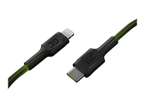 Green Cell Stream - Kabel Lightning - USB-C męski do Lightning męski - 1 m - podwójne ekranowanie - czarny - obsługa Zasilania