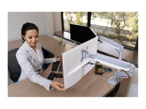 Kensington SmartFit One-Touch Dual Monitor Arm - Zestaw do montażu - ramię regulowane - dla 2 monitory - metal - srebrzystoszary