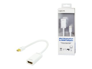 LogiLink - Adapter wideo - Mini DisplayPort męski do HDMI żeński - 10 cm - biały
