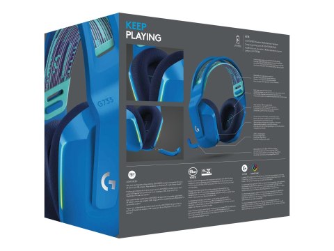 Logitech G G733 LIGHTSPEED Wireless RGB Gaming Headset - Słuchawka - pełna wielkość - 2,4 GHz - bezprzewodowa - niebieski