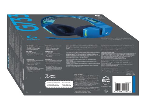 Logitech G G733 LIGHTSPEED Wireless RGB Gaming Headset - Słuchawka - pełna wielkość - 2,4 GHz - bezprzewodowa - niebieski
