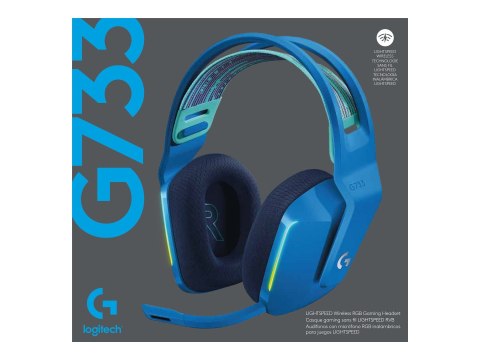 Logitech G G733 LIGHTSPEED Wireless RGB Gaming Headset - Słuchawka - pełna wielkość - 2,4 GHz - bezprzewodowa - niebieski