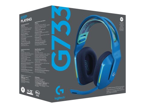 Logitech G G733 LIGHTSPEED Wireless RGB Gaming Headset - Słuchawka - pełna wielkość - 2,4 GHz - bezprzewodowa - niebieski