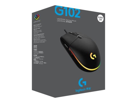Logitech Gaming Mouse G102 LIGHTSYNC - Mysz - praworęczna - optyczna - 6 przyciski - przewodowa - USB - czarny