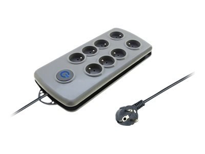 Qoltec Quick Switch - Zabezpieczenie przed przepięciem - AC 230 V - 3500 wat - złącza wyjściowe: 8 - 2.5 m przewód - szary