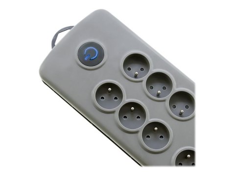 Qoltec Quick Switch - Zabezpieczenie przed przepięciem - AC 230 V - 3500 wat - złącza wyjściowe: 8 - 2.5 m przewód - szary