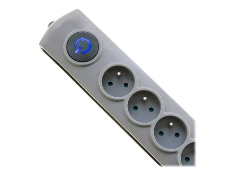 Qoltec Quick Switch - Zabezpieczenie przed przepięciem - AC 230 V - 3680 wat - złącza wyjściowe: 8 - 3 m przewód - szary