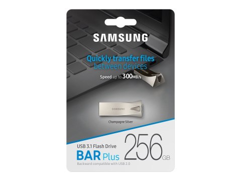 Samsung BAR Plus MUF-256BE3 - Pendrive USB - 256 GB - USB 3.1 Gen 1 - szampańskie srebro