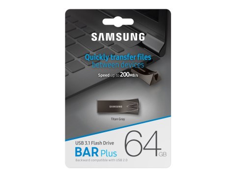 Samsung BAR Plus MUF-64BE4 - Pendrive USB - 64 GB - USB 3.1 Gen 1 - tytanowo-szary