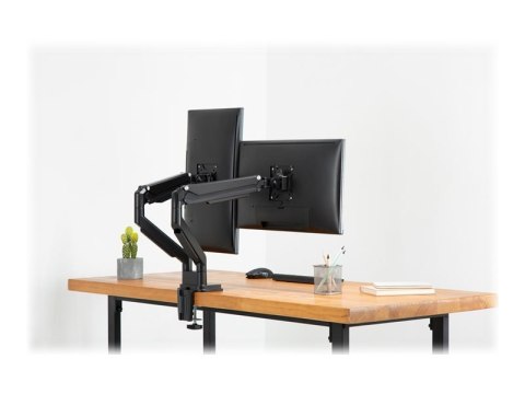 DIGITUS DA-90395 - Stojak - podwójne ramiona regulowane - dla 2 wyświetlacze LCD - plastik, aluminium, stal - czarny mat - rozmi