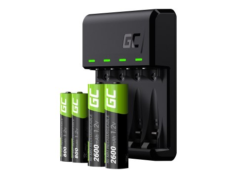 Green Cell VitalCharger - Ładowarka akumulatorów - 4 x ładowanie baterii - 0.5 wat - 1.2 A - czarny
