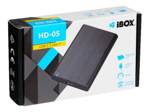 IBOX HD-05 - Obudowa pamięci - 2.5" - SATA 6Gb/s - USB 3.1 (Gen 1) - czarny