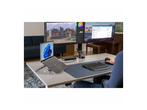 Kensington SmartFit Space-Saving Dual Monitor Arm - Zestaw do montażu - pochylenie i obrót - dla 2 monitory - aluminium, plastik