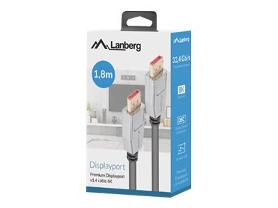 Lanberg Premium - Kabel portu wyświetlacza - DisplayPort (M) do DisplayPort (M) - DisplayPort 1.4 - 1.8 m - obsługa 8K 60 Hz, ob