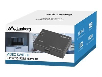 Lanberg SWV-HDMI-0003 - Przełącznik wideo/audio - 3 x HDMI - stacjonarny