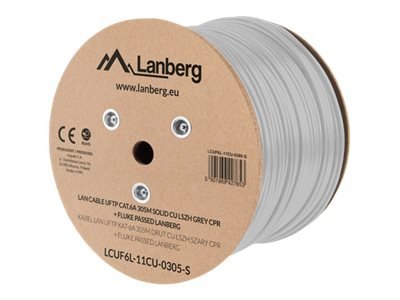 Lanberg - Zwój kabla - 305 m - U/FTP - CAT 6a - trwały - chłodny szary pantone 5C
