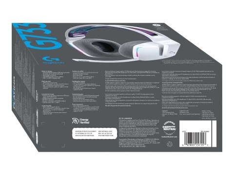 Logitech G G733 LIGHTSPEED Wireless RGB Gaming Headset - Słuchawka - pełna wielkość - 2,4 GHz - bezprzewodowa - biały