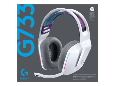Logitech G G733 LIGHTSPEED Wireless RGB Gaming Headset - Słuchawka - pełna wielkość - 2,4 GHz - bezprzewodowa - biały
