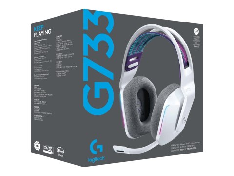 Logitech G G733 LIGHTSPEED Wireless RGB Gaming Headset - Słuchawka - pełna wielkość - 2,4 GHz - bezprzewodowa - biały