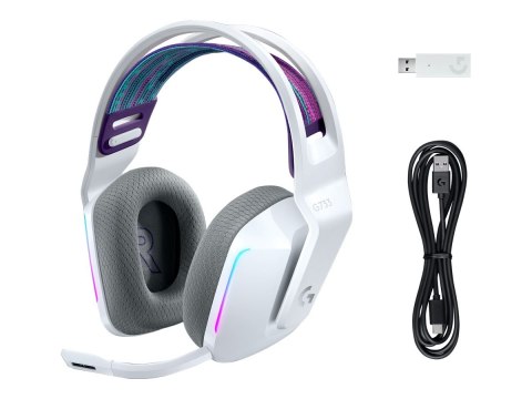 Logitech G G733 LIGHTSPEED Wireless RGB Gaming Headset - Słuchawka - pełna wielkość - 2,4 GHz - bezprzewodowa - biały