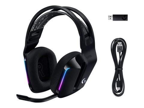 Logitech G G733 LIGHTSPEED Wireless RGB Gaming Headset - Słuchawka - pełna wielkość - 2,4 GHz - bezprzewodowa - czarny