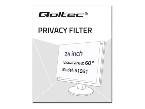 Qoltec - Filtr prywatności do ekranu - szerokość 24" - przezroczysty