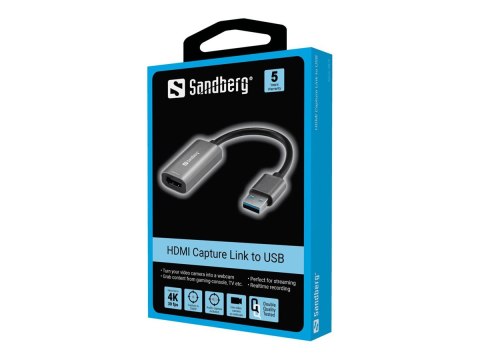 Sandberg - Adapter wideo - HDMI żeński do USB męski - obsługa 4K