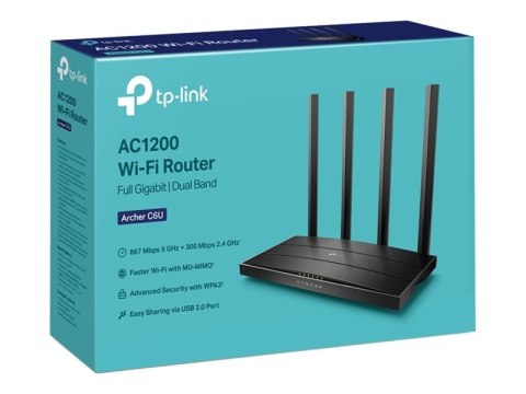 TP-Link Archer C6U - V1 - router bezprzewodowy przełącznik 4-portowy - 1GbE - Wi-Fi 5 - Dwuzakresowy