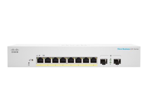 Cisco Business 220 Series CBS220-8P-E-2G - Przełącznik - smart - 8 x 10/100/1000 (PoE+) + 2 x Gigabit SFP (uplink) - montowany w