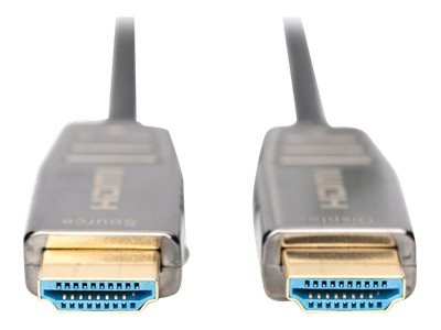 DIGITUS AOC - Kabel HDMI z Ethernet - HDMI wtyczka do HDMI wtyczka - 30 m - ekranowany hybrydowy miedziowy/światłowodowy - czarn
