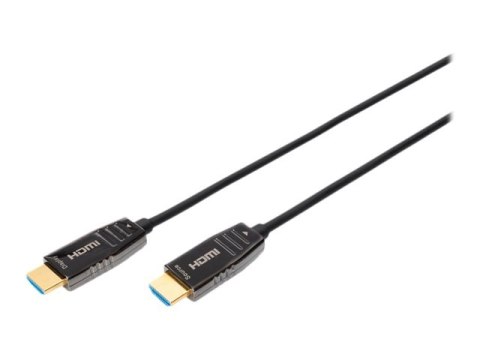 DIGITUS - Kabel HDMI z Ethernet - HDMI wtyczka do HDMI wtyczka - 10 m - ekranowany hybrydowy miedziowy/światłowodowy - czarny - 
