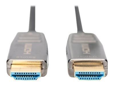 DIGITUS - Kabel HDMI z Ethernet - HDMI wtyczka do HDMI wtyczka - 10 m - ekranowany hybrydowy miedziowy/światłowodowy - czarny - 