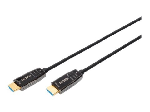 DIGITUS - Kabel HDMI z Ethernet - HDMI wtyczka do HDMI wtyczka - 20 m - ekranowany hybrydowy miedziowy/światłowodowy - czarny - 