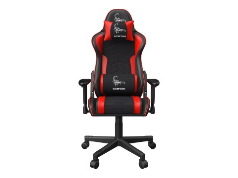 Gembird SCORPION - Krzesło - ergonomiczny - poręcz - w kształcie T - nachylenie - obrotowe - nylon, PVC, gąbka, siatka - czarna 