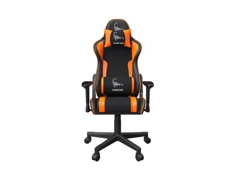 Gembird SCORPION - Krzesło - ergonomiczny - poręcz - w kształcie T - nachylenie - obrotowe - nylon, PVC, gąbka, siatka - czarna 