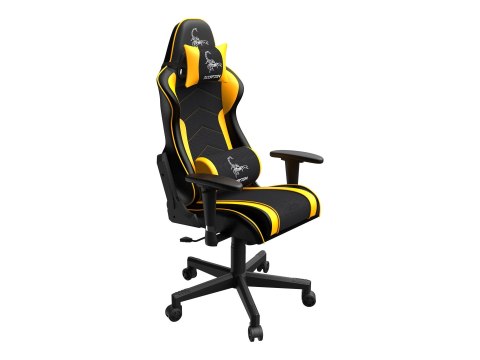 Gembird SCORPION - Krzesło - ergonomiczny - poręcz - w kształcie T - nachylenie - obrotowe - nylon, PVC, gąbka, siatka - czarna 