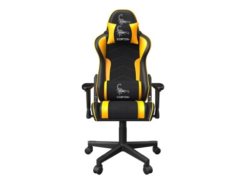 Gembird SCORPION - Krzesło - ergonomiczny - poręcz - w kształcie T - nachylenie - obrotowe - nylon, PVC, gąbka, siatka - czarna 