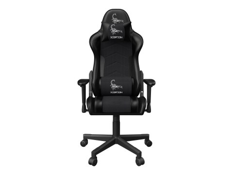 Gembird SCORPION - Krzesło - ergonomiczny - poręcz - w kształcie T - nachylenie - obrotowe - nylon, PVC, gąbka, siatka - czarna 