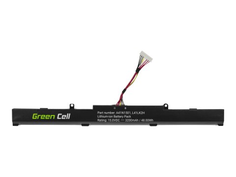 Green Cell - Bateria notebooka (ekwiwalent: ASUS A41N1501) - litowo-jonowa - 3200 mAh - czarny - dla ASUS ROG GL752VW; VivoBook 