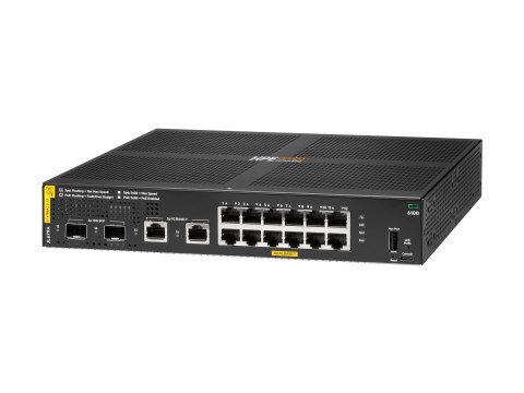 HPE Aruba 6100 12G Class4 PoE 2G/2SFP+ 139W Switch - Przełącznik - Tak - 12 x 10/100/1000 (PoE+) + 2 x 1 Gigabit / 10 Gigabit SF