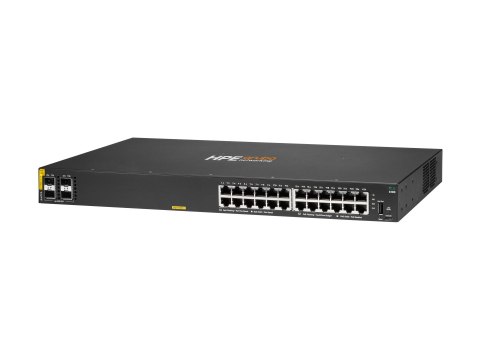 HPE Aruba 6100 24G Class4 PoE 4SFP+ - Przełącznik - Tak - 24 x 10/100/1000 + 4 x 1 Gigabit / 10 Gigabit SFP+ - przepływ powietrz