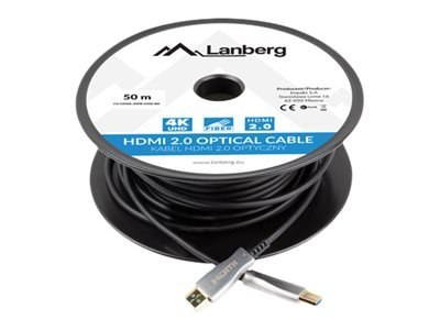 Lanberg - Duża szybkość premium - kabel HDMI z Ethernet - HDMI męski do HDMI męski - 50 m - czarny - Active Optical Cable (AOC),