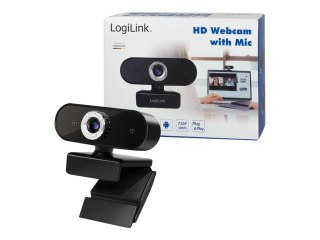 LogiLink HD USB Webcam with Microphone - Kamerka internetowa - kolor - 2 MP - 1280 x 720 - 720p - audio - USB